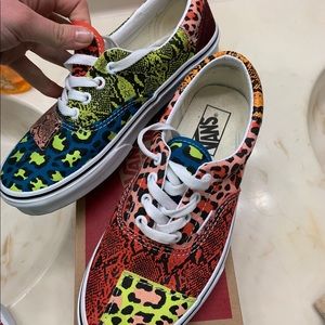 Patchwork vans. Worn once. Mens 6, women’s 7.5